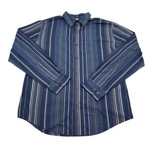 Anchor Blue Shirt Mens XL Blue Pinstriped Button Up Long Sleeve Collared Top